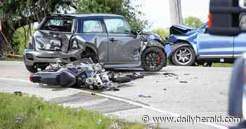 Elgin motorcyclist dies in three-vehicle crash in Huntley