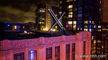 'X' removed after being installed atop company headquarters following Twitter's rebrand