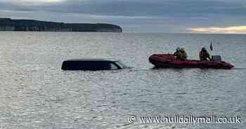 Van spotted submerged in the sea at Bridlington beach