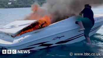 Michigan: Two people saved after jumping from burning boat