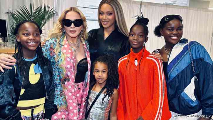 Madonna takes daughters to meet Beyonce at her world tour after near-death hospital dash