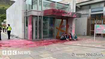 Scottish Parliament spray painted by climate protestors