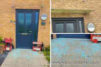 Glass canopy shatters at home in York Way, Meriden, Watford