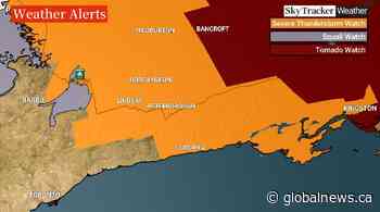 Tornado watch in effect for Bancroft area, severe thunderstorms for Peterborough