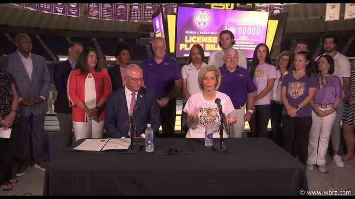 Governor Edwards, Kim Mulkey at PMAC to sign bill for LSU women's basketball license plates