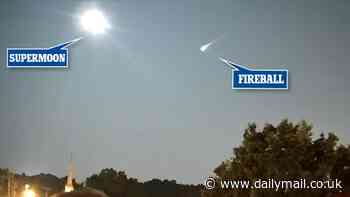 Incredible moment giant fireball made 'two audible booms' as it exploded over West Virginia and eight other US states is captured by photographer shooting the supermoon