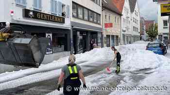 Unwetter in Reutlingen: 30 Zentimeter hohe Hagel-Schicht