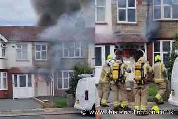 Fire destroys a two-storey house in Palmers Green, Enfield