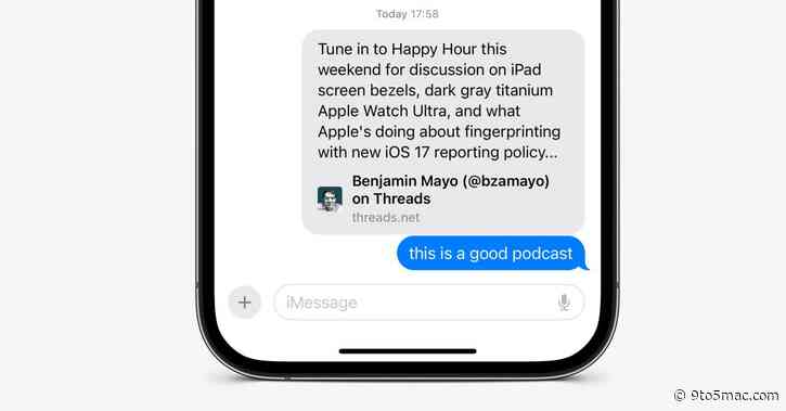 iMessage now supports rich links previews for Threads