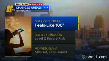 Hot and humid; Few storms possible late Sunday