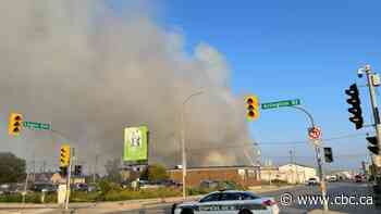 Crews battle major fire at Winnipeg lumber yard Sunday morning