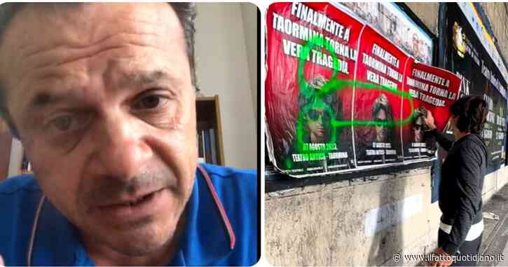 Angelo Duro imbratta i manifesti di Taormina, la replica furibonda del sindaco De Luca: “E lui dovrebbe esibirsi al Teatro Antico?”