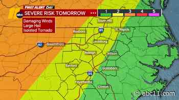 Timeline: Severe weather could impact Triangle Monday; Damaging winds, isolated tornado possible