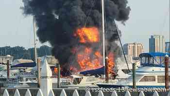 Fire at marina in Portsmouth Sunday morning destroys two boats