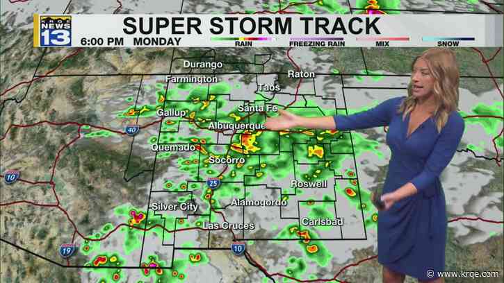 Cooler temperatures with more storms to start the work week around New Mexico