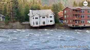 WATCH:  Home collapses into river amid flooding in Alaska after glacial break