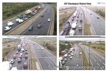 A13 queues of 'over an hour' after bridge crash near Rainham