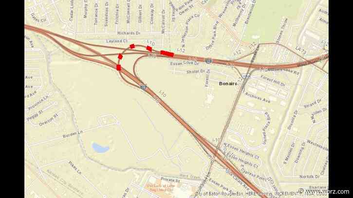 I-10 flyover ramp at I-12 to close for roadwork Sunday night