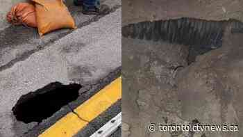 11-foot-deep sinkhole causing 'major problems' on Highway 400: OPP