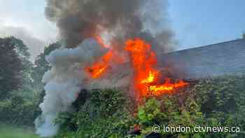 Garage goes up in flames in east London