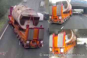 Footage shows moment lorry hits bridge on A13 near Rainham