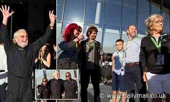 Go on grandad! Former British Olympian's 'proud' family including his 11-year-old grandson cheer him on as he becomes Virgin Galactic's first paying space tourist