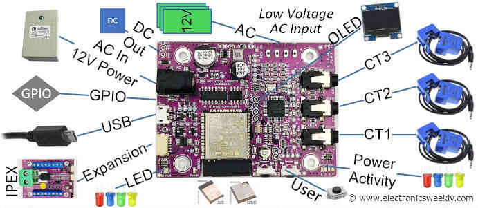 Mains and solar IoT power energy monitoring board