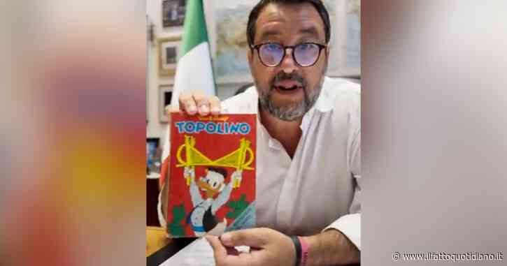 Salvini mostra in diretta Facebook un Topolino del 1982 per difendere il Ponte sullo Stretto e attaccare i contrari: “Ci sono i signor no”
