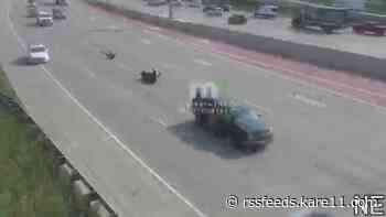 Motorcyclist walks away from crash on I-35W