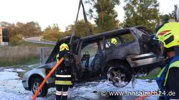 18 Jahre alter Wagen brennt an der Anschlussstelle Neuötting und sorgt für Behinderungen