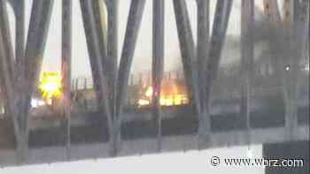 Westbound lanes of Mississippi River Bridge blocked due to vehicle fire