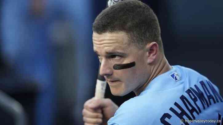 Jays third baseman Chapman out against Cubs with finger inflammation