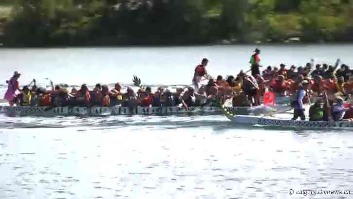 North Glenmore Park in Calgary hosts dragon boat races