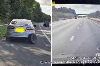 Driver caught speeding with bald tyre on the M55