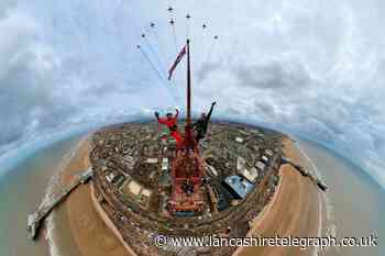 Brave duo scale up Blackpool Tower for a selfie with the Red Arrows