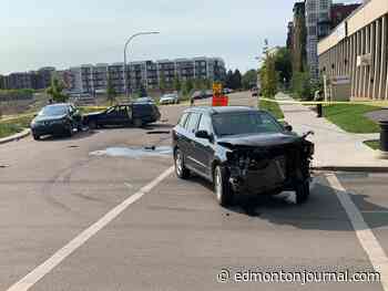 Police on scene of multiple collisions on 106 Avenue caused by stolen vehicle