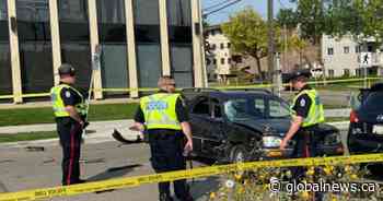 Several vehicles hit by suspected stolen car in central Edmonton, police make arrest