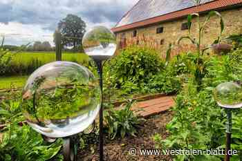 Rödinghausen: Blick in die Wasserburg Haus Kilver und den Garten
