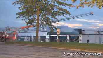Crews battling 3-alarm fire at Oshawa bus depot