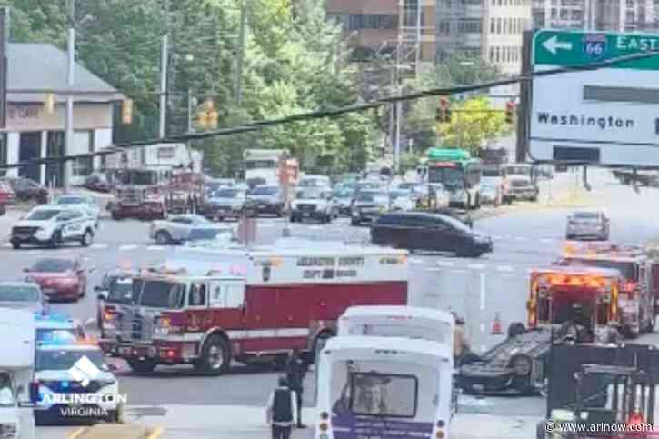 UPDATED: Crash involving overturned vehicle blocking N. Glebe Road at I-66 ramps