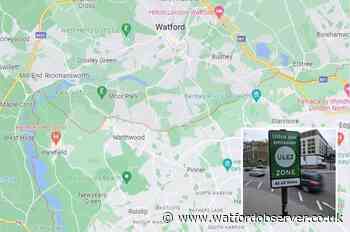 The roads where the ULEZ starts between Watford and London