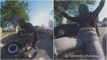 'It could have been worse': Video of Toronto motorcycle rider's collision goes viral