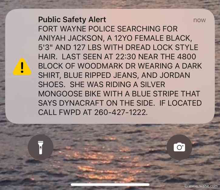 12-year-old girl missing, Fort Wayne police issue Public Safety Alert