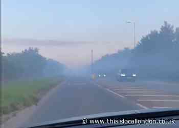 Smoke from Launders Lane, Rainham fire billows over road