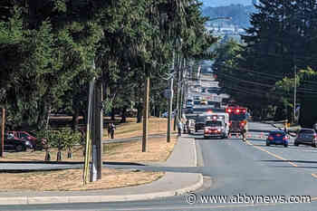 Cyclist hit by vehicle in Mission while crossing street with dog