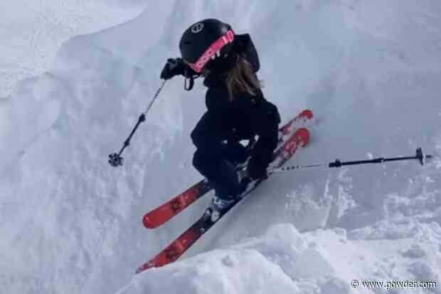 Daughter Conquers Corbet's Couloir In Front Of Proud Dad