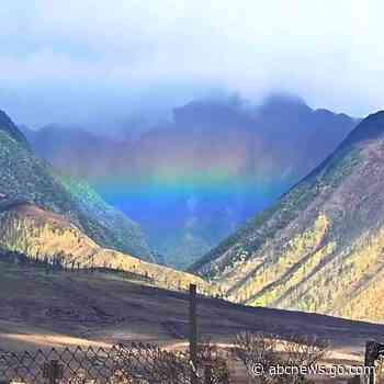 WATCH:  Rainbow appears in the sky between mountains on Maui