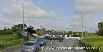 The mini roundabout on the A49 is partially closed