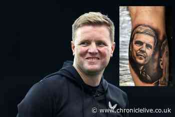Eddie Howe gives verdict on Newcastle fan's tattoo of his face and calls him a 'lucky guy'