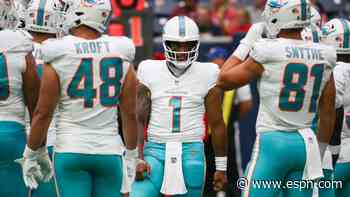 Tua's 1st pass picked off in return as Dolphins win